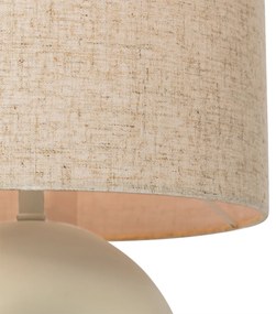 Lampada da tavolo di design beige con paralume in lino beige - Lotti