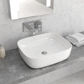 New Line Quadro ciotola Lavabo 49.5x39.5 Da Appoggio In Porcellana Bianco