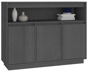 Credenza Grigia 104,5x34x80 cm in Legno Massello di Pino