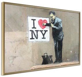 Poster  Banksy: I Heart NY  Cornice Quadri Cornice d'oro, Larghezza x Altezza Home decor 30x20