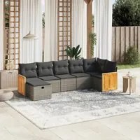 Set Divani da Giardino 7 pz con Cuscini Grigio in Polyrattan 3265750