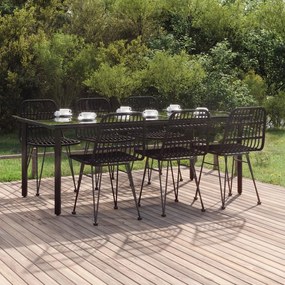 Set da pranzo da giardino 7 pz nero in polyrattan
