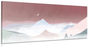 Quadro su tela – Luna sopra le montagne pastello