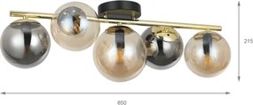 Lampadario a plafone AURIS 5xE14/15W/230V oro/nero fumé/beige