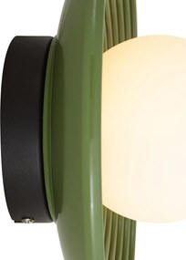 Plafoniera retrò verde con vetro opale - Lila