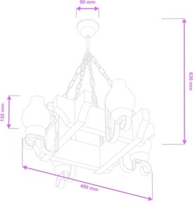 Brilagi - Lampadario a sospensione con catena QUEEN 4xE14/40W/230V faggio