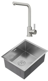 Set lavandino 55 x 45 cm SOELA + rubinetto ROFILA in Acciaio inossidabile Grigio