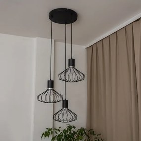 Lampadario a sospensione con cavo SOLANO 3xE27/15W/230V nero/cromo lucido