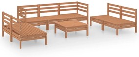 Set divani da giardino 8 pz miele in legno massello di pino