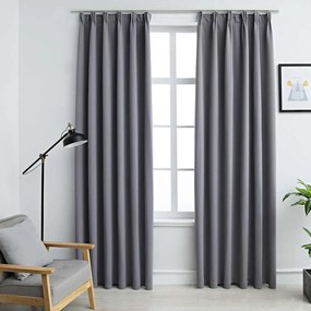 Tende Oscuranti Con Ganci 2 Pz Grigie 140x225 Cm /