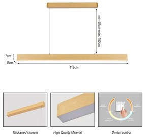 Brilagi - Lampada a sospensione su cavo LED SLEEKLINE LED/40W/230V 3000/4500/6000K effetto rovere