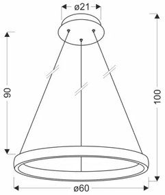 Lampadario LED a sospensione con filo HASHIM LED/34W/230V diametro 60 cm rame