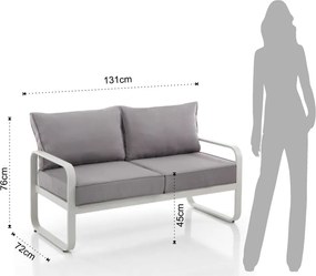 Divano da giardino in alluminio grigio Ischia - Tomasucci