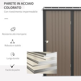 Casetta Box da Giardino 161,5x94,5x196 cm Porta Attrezzi con Catenaccio in Acciaio Marrone...