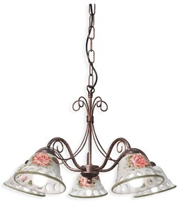 Lampadario Classico Napoli Metallo E Ceramica Nero Sfumato Rame 5 Luci E14