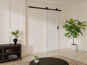Porta scorrevole con sistema esterno muro H205 x 93 cm Legno e MDF Bianco - NEFARA