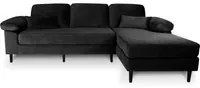 Divano angolare 3 posti con chaise longue destra mod. Washington - Colore: nero - DI-WA10VLT-CLDX