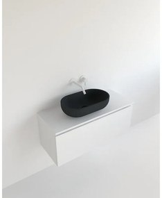 Lavabo da appoggio Capsula ovale in resina L 60 x H 17.1 x P 35 cm nero opaco