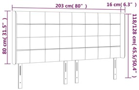 Testiera a LED Nera 203x16x118/128 cm in Velluto