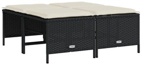 Set divani da giardino 5 pz con cuscini in polyrattan nero