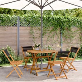 Set Pranzo Da Giardino 5 Pz Nero Polipropilene E Legno Massello /