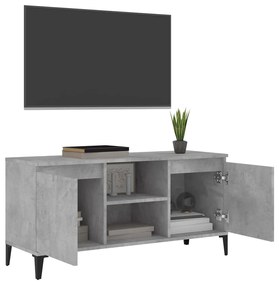 Mobile tv con gambe in metallo grigio cemento 103,5x35x50 cm