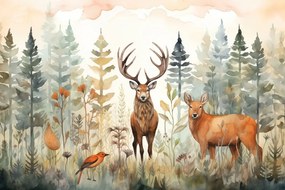 Carta da parati – Cervo nella foresta incantata