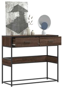 Tavolo Consolle Rovere Marrone 90x35x80 Cm Legno Multistrato /