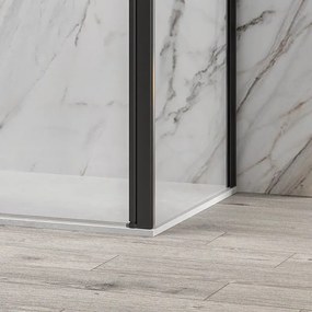 Kamalu - Box doccia 80x70 nero apertura saloon altezza 200h | KS2800AS