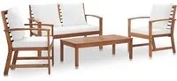 Set Salotto da Giardino 4pz con Cuscini Legno Massello Acacia 318338