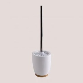 Scopino per WC in ceramica e bambù Perkyn Bianco - Sklum