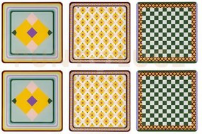 Set 6 pezzi sottobicchiere quadrato disegno rainbow