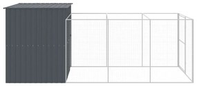 Casetta cani con corsa antracite 214x457x181 cm acciaio zincato