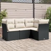 Set Divani da Giardino 4 pz con Cuscini Nero in Polyrattan 3249415