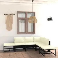 Set Divani da Giardino 6 pz con Cuscini in Polyrattan Nero 3059789