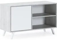 Mobile TV 95x40x57cm soggiorno salotto con porta sinistra colore cemento e colore porta Bianco Matte modello Wind