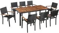 Set da Pranzo da Giardino 9 pz in Polyrattan e Acacia Nero cod mxl 41838