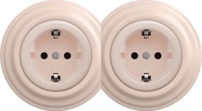 Kliklap - Presa domestica doppia in stile retrò con cornice SCHUKO 230V/16A rosa antico