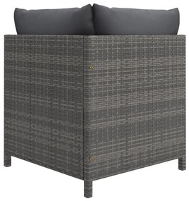 Set divani da giardino 7 pz con cuscini in polyrattan grigio