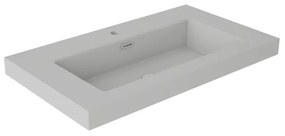 Lavabo da incasso con bordo a vista bacino al centro rettangolare Nantes L 81 x H 6 x P 46 cm in resina grigio