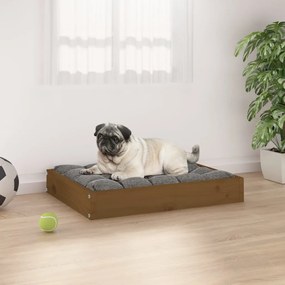 Cuccia Per Cani Ambrata 61,5x49x9 Cm İn Legno Massello Di Pino /
