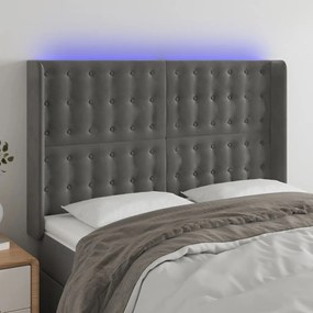 Testiera A Led Grigio Scuro 147x16x118/128cm İn Velluto /