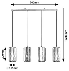 Rabalux 72256 - Lampadario a sospensione con filo VENESS 4xE27/40W/230V
