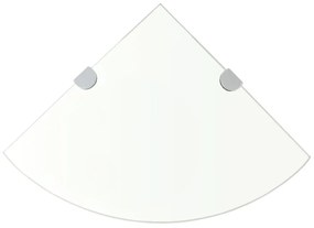 Scaffali Angolari 2 Pz Supporti Cromati E Vetro 25x25 Cm /