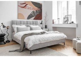 Letto matrimoniale imbottito grigio chiaro con rete inclusa 180x200 cm Eve – Miuform