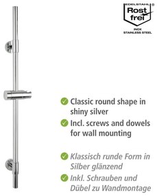 Asta doccia a parete in acciaio inox argento lucido 66 cm Basic - Wenko