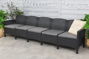 Divano a cinque posti Venezia 5 in polyrattan antracite Bica