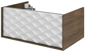 Mobile da bagno sotto lavabo SENSEA Neo Frame noce e bianco laccato lucido L 75 x H 32 x P 48 cm 1 cassetto, lavabo non incluso