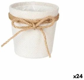 Vaso Fiocco Bianco Stoffa 11 x 10,5 x 11 cm (24 Unità)