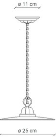 Lampadario Industrial Potenza Ferro E Ceramica Nero Diam. 25Cm 1 Luce E27